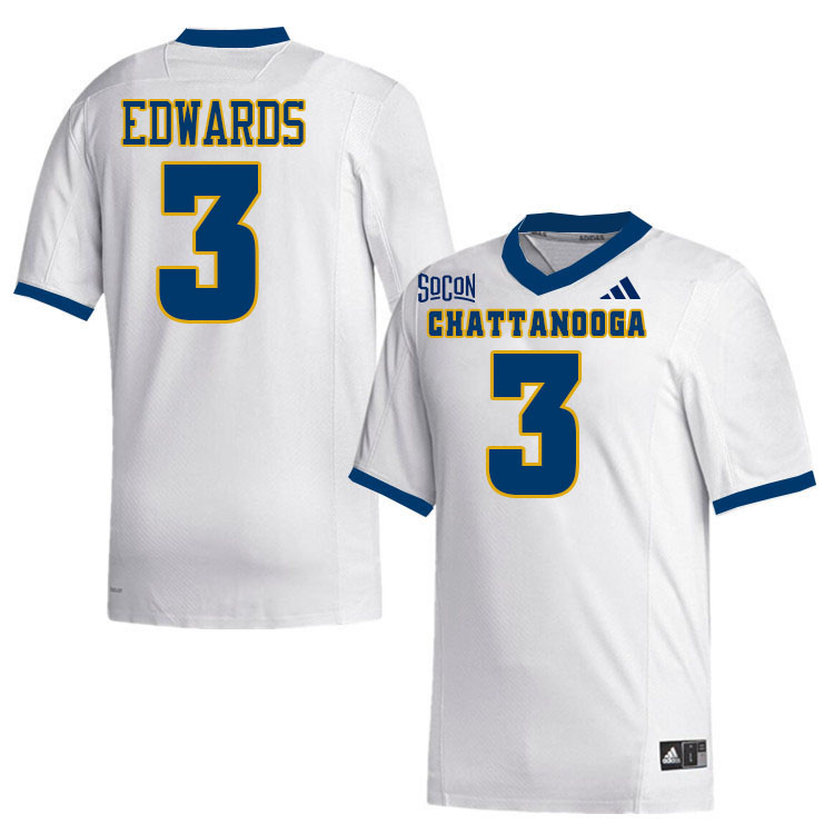 Chattanooga Mocs #3 Stemarion Edwards College Football Jerseys,Uniforms Stitched-White